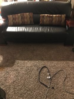 Leather couch and love seat . Leather chair, coffee table, and 2 end tables