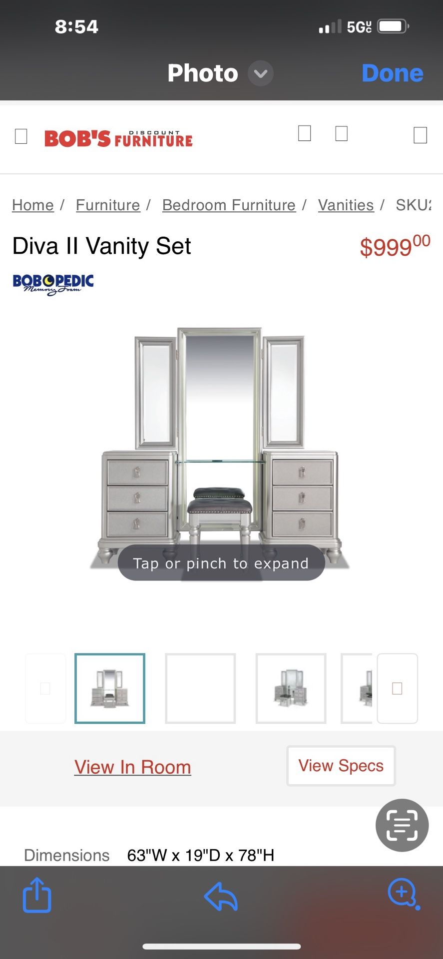 Bob’s Furniture Diva Vanity Set