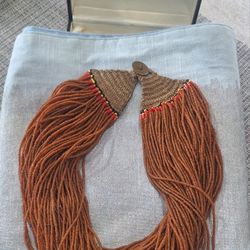 Antique Konyak Naga Mustard-Colored Glass Necklace