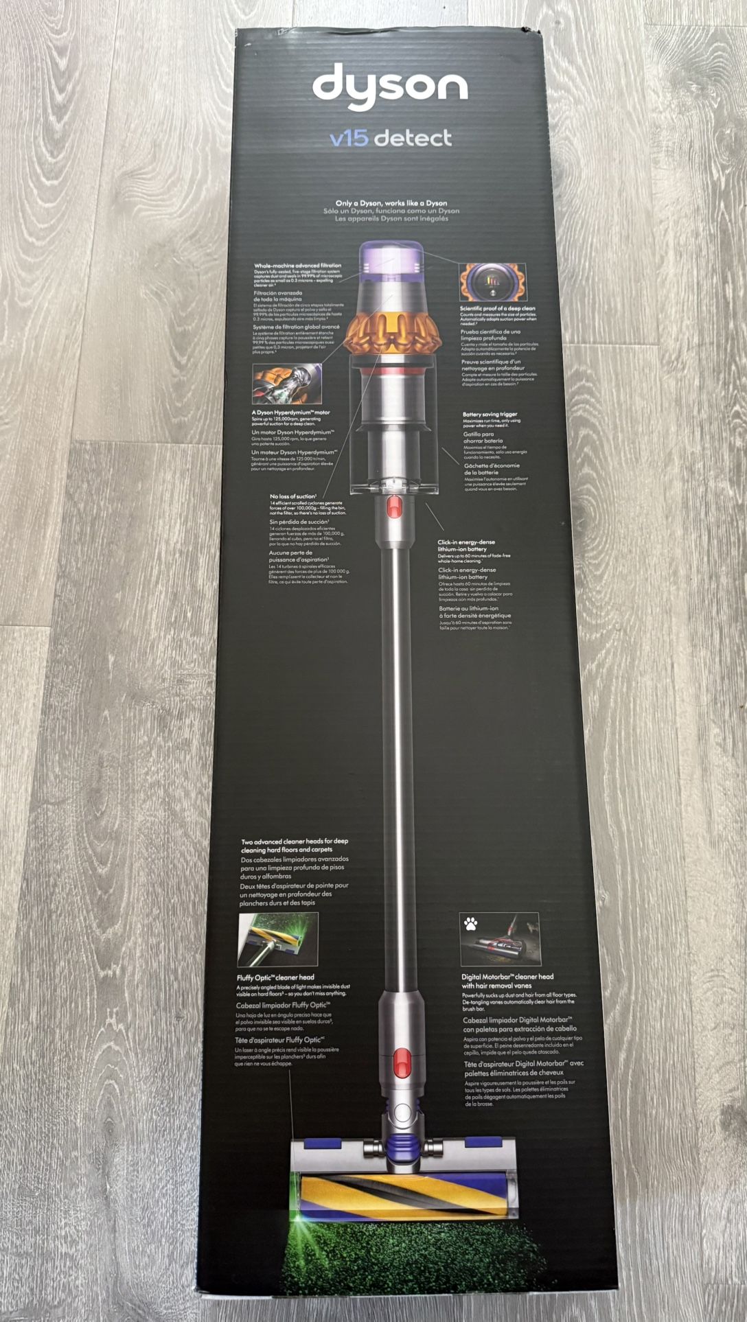 Dyson V15 Detect Cordless Stick Vacuum: Multi-Surface, Bagless, Lithium lon Battery, 3 Speeds