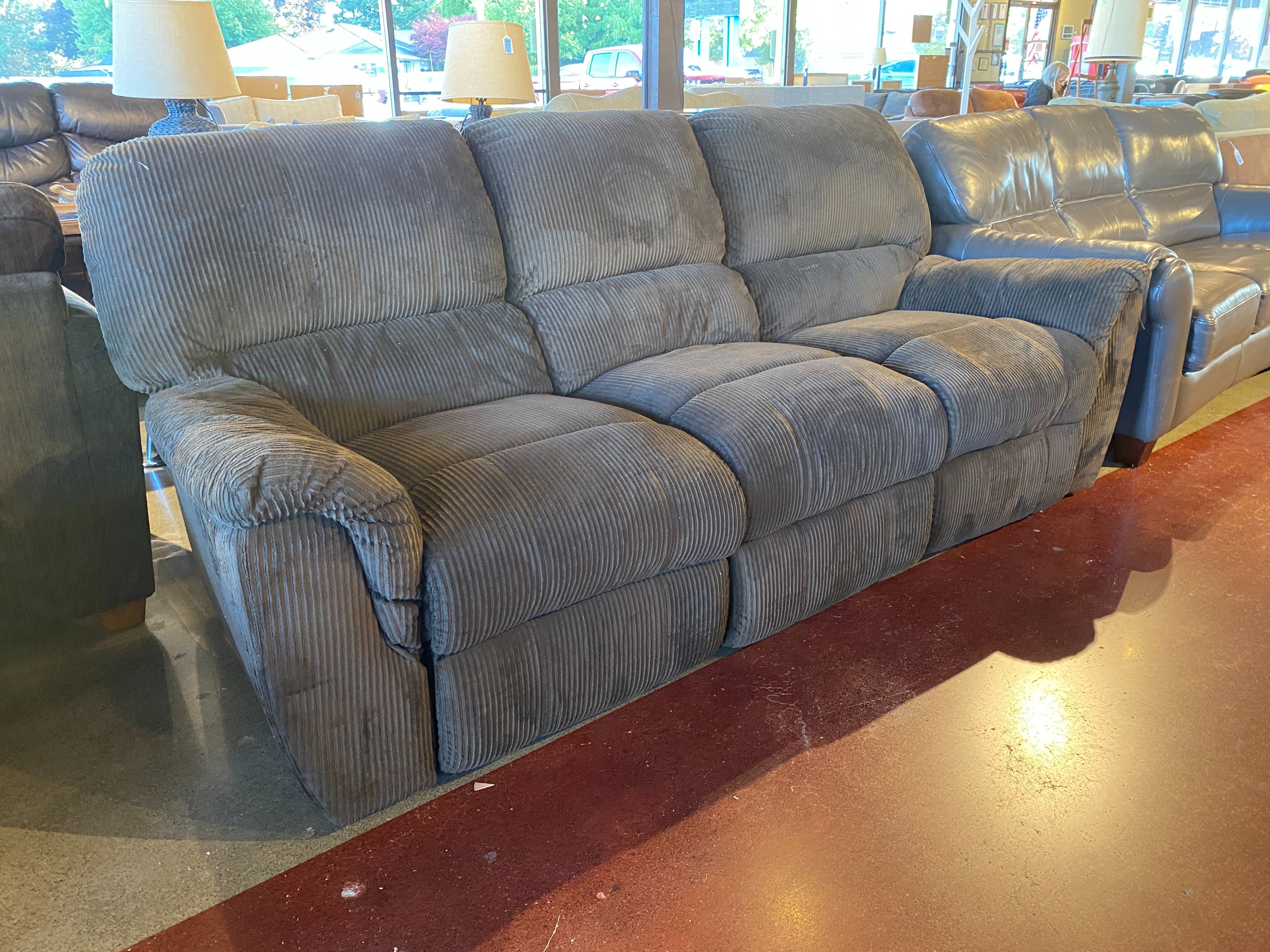 Brown Corduroy Three Seater Reclining Couch