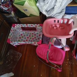Baby Doll Stroller, Carriage , And Play Pen 