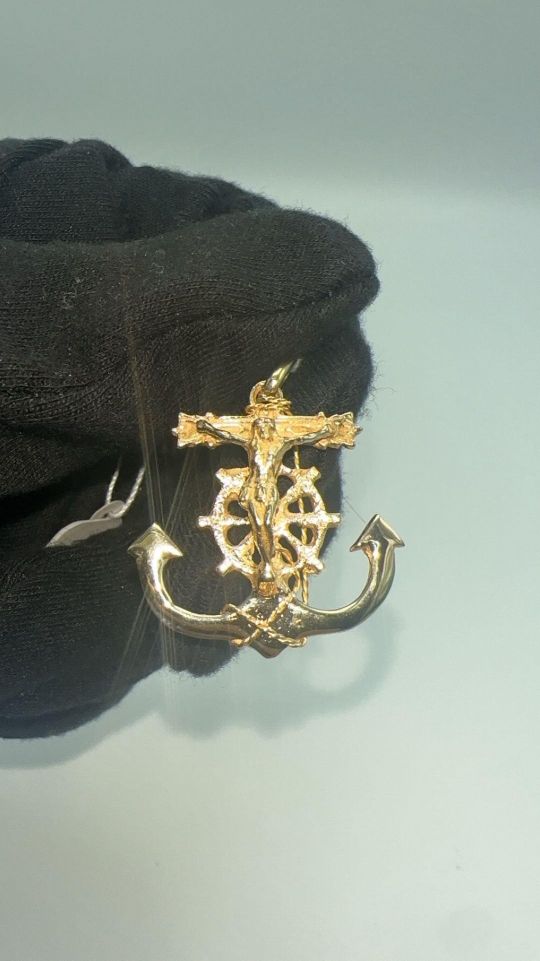 14kt Yellow Gold Crucifix Anchor Pendant
