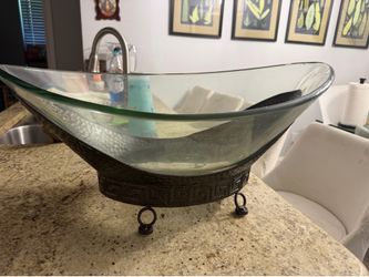 Glass Fruit Basket / Kitchen Serving Tray / Glass Decoration