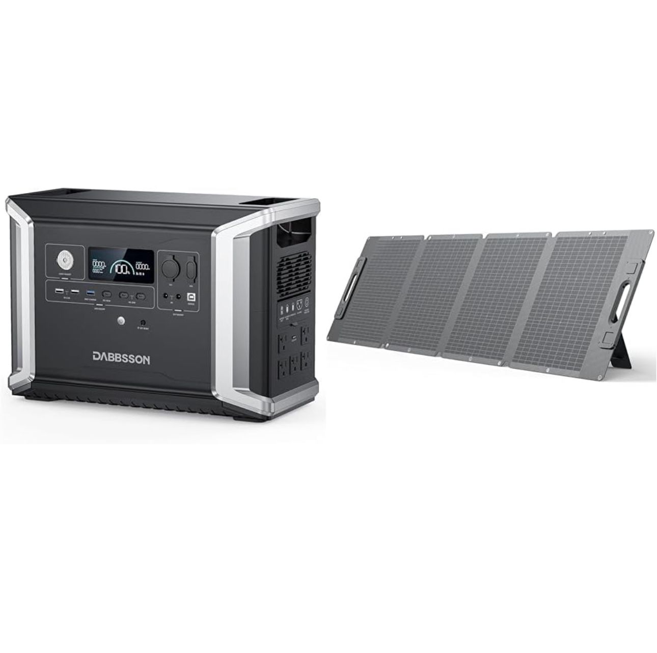 Dabbsson DBS2300 Portable Power Station with 210W Solar Panel, 2330Wh EV Semi-Solid State LiFePO4 Battery, 5 X 2200W AC Outlets (3000W with P-Boost), 
