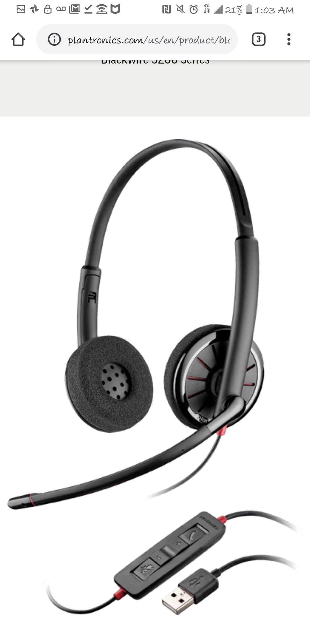 Plantronics Blackwire C320 Binaural USB Headset