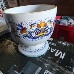 Nova Deruta Cermiche Pedestal Bowl Made In Italy