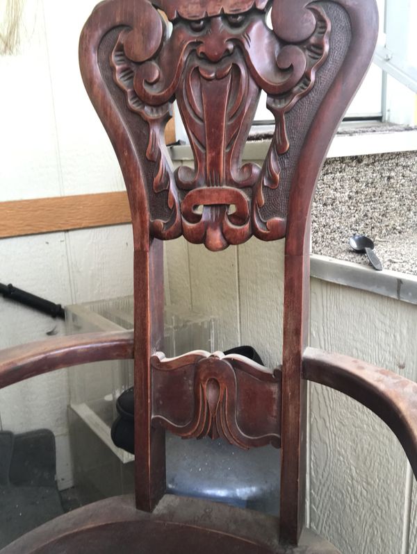 North Wind Face Carved High Back Chair For Sale In Moreno Valley