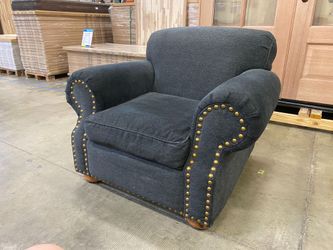 MARSHFIELD Dark Fuzzy Grey Studded Arm Chair