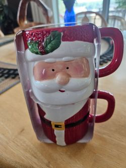 Santa Claus Ceramic Stacking Mugs Set of 2