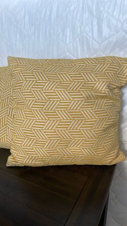 Yellow Herringbone Throw Pillows Set of 2