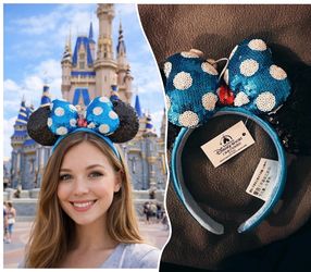 Minnie Sequin Disney Mickey Ears Headband polka dot
