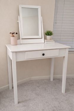 White Vanity Desk with Mirror – Makeup / Study Space