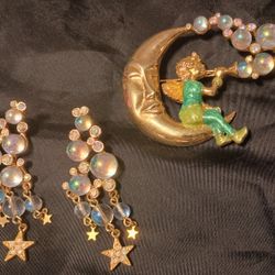 Kirks Folly Pipe Dream Brooch And Earrings 