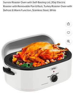 Sunvivi Roaster Oven Electric Roaster Oven with Self-Basting Lid 24lb 20-Quart Turkey Roaster