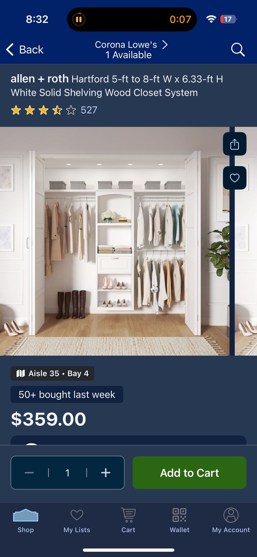 Allen Roth Wood Closet System