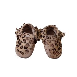 Baby Girl Monkey Feet Leopard Fringe Mocassins