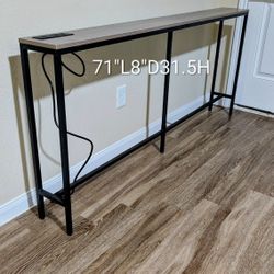 71"L8"D31.5H Sofa Console Hallway Gray Table with Power Outlet Narrow Sofa Table for Entryway Hallway Living Room 