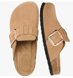Womens 100% Genuine Leather Clogs Big Buckle Mule