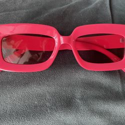 Rectangle Hot Pink Sunglasses 