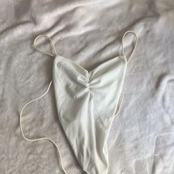 White Open Back Halter Top
