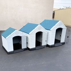 (New in Box) Plastic dog house w/ lock door (medium $80, large $115, x-large $160) all weather cage kennel 