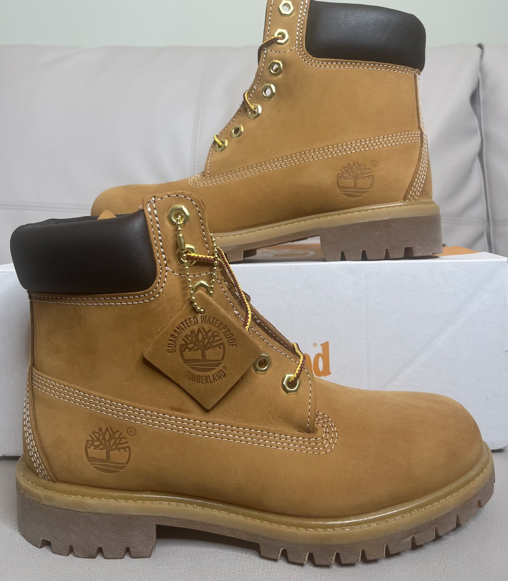 Timberland Premium 6 Inch Wheat Nubuck Waterproof Boots Men’s Size 6.5