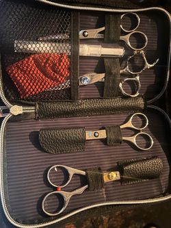 Olivia Garden Black Leather shear set