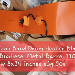  Silicon Band Drum Heater Blanket Oil Biodiesel Metal Barrel 110v 800w 8x34 inches s3g 50s