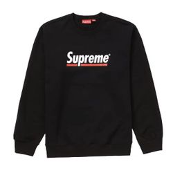 Supreme Underline Crewneck Black – Authentic 🔥