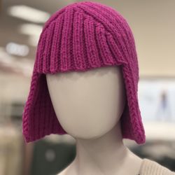 🩷 Fuchsia Knit Hat Hair Wig — Cozy, Playful & Totally Unique