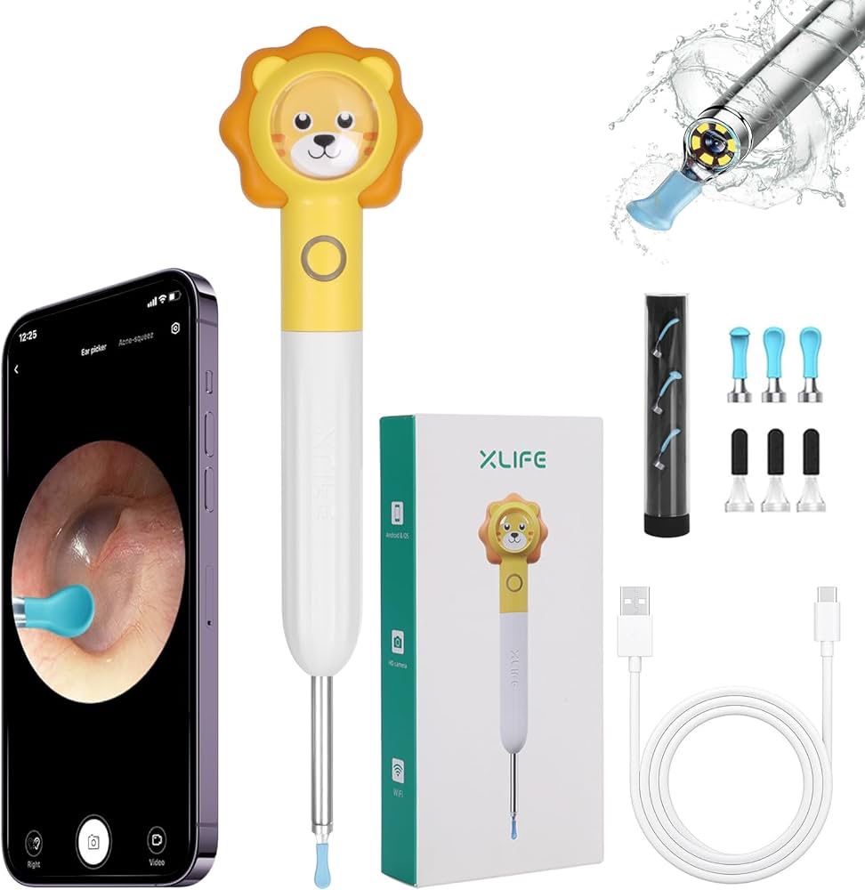 Ear Wax Removal Tool Camera, Smart Visual Ear Cleaner with Camera and Light, 8 Megapixel HD Ear Camera and Wax Remover, Kids Earwax Removal Kit with 6