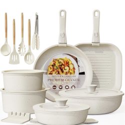 Kitchen Cooking Set Astercook 23 Pcs Pots and Pans Non Stick Ceramic Cookware Set Detachable Handle