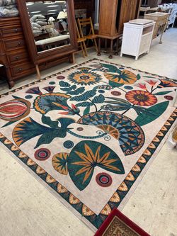 Large Botanical Floral Area Rug