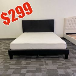 Queen Platform Bed Frame With Gel Memory Foam Mattress