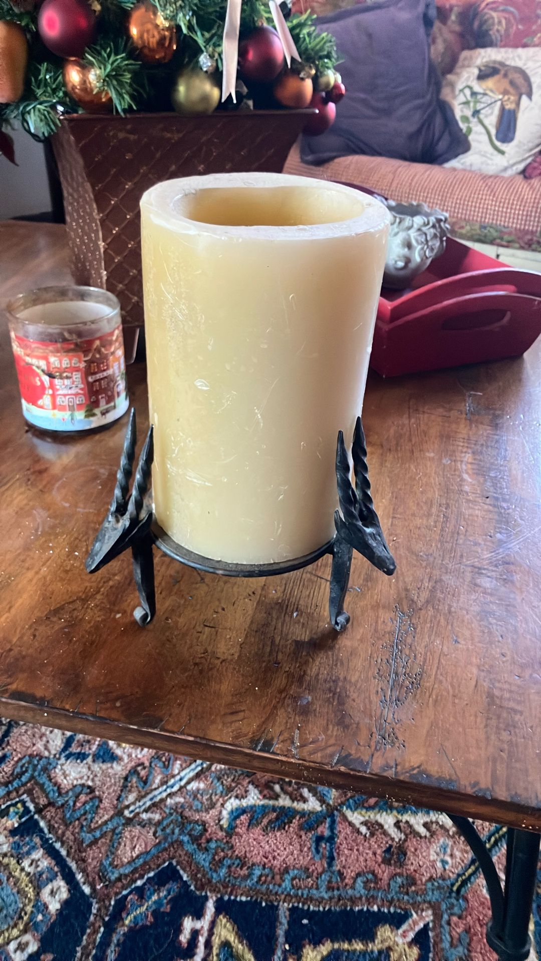 Pillar Candle With iron holder