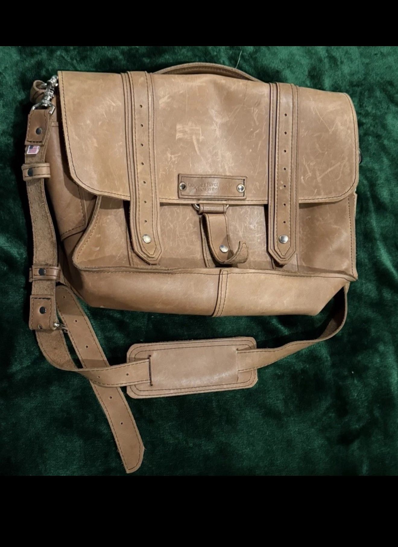 Copper River Bag Distressed Leather Laptop Messenger Work Travel Briefcase USA