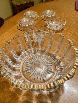 Vintage gold trim pressed glass