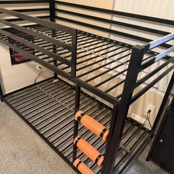 DHP Miles Low Metal Bunk Bed Frame for Kids w/Ladder