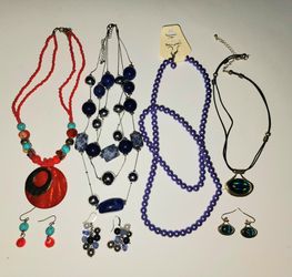 lot of 4 assorted costume jewelry necklace and earrings sets