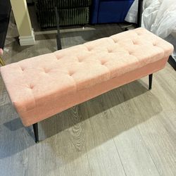 Pink Storage Ottoman Bench, 43.5" End of Bed Bench, Long Ottoman with Storage