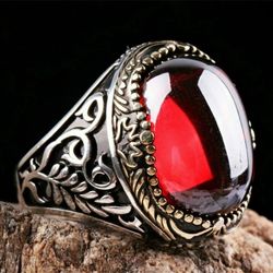 Men's Vintage Turkish Crown Red Two Tone Ring - Size  11