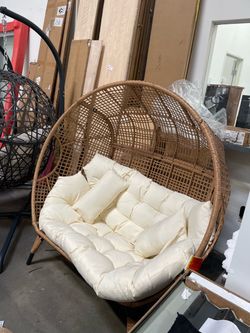 New Outdoor Double Seat Egg Chair Indoor Outdoor Oversized 2 Person Egg Wicker Loveseat Chair
