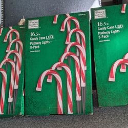 Christmas Brand New In Box Candy Cane Lighted 8 Pack