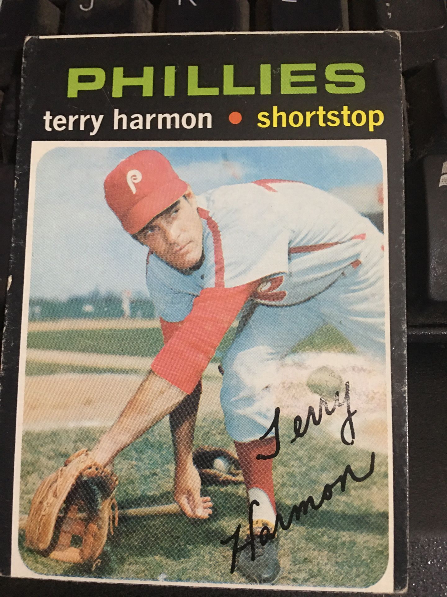 Baseball card 1971 Terry Harmon autographed