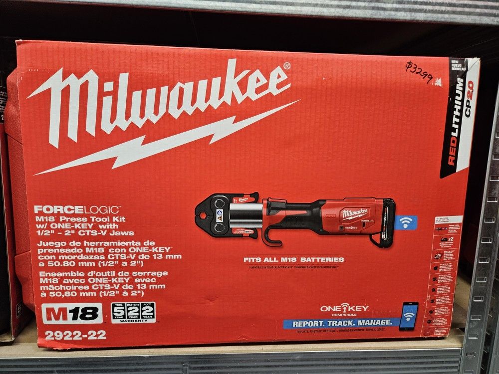 MilwaukeeM18 18 Volt Lithium Ion Brushless Cordless FORCE LOGIC Press Tool Kit with 1/2 in. 2 in. Jaws Kit (6 Jaws Included)