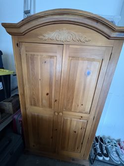 Solid Wood Armoire / Wardrobe w/ Mirror