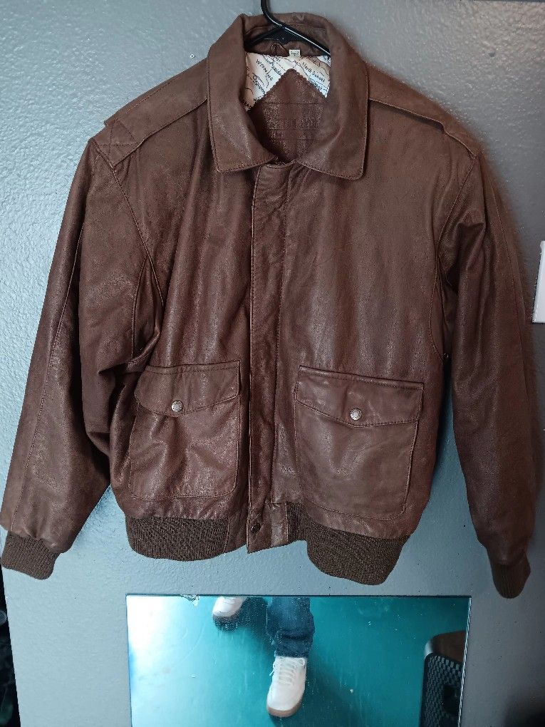 Preston & York Large Leather Bomber Jacket