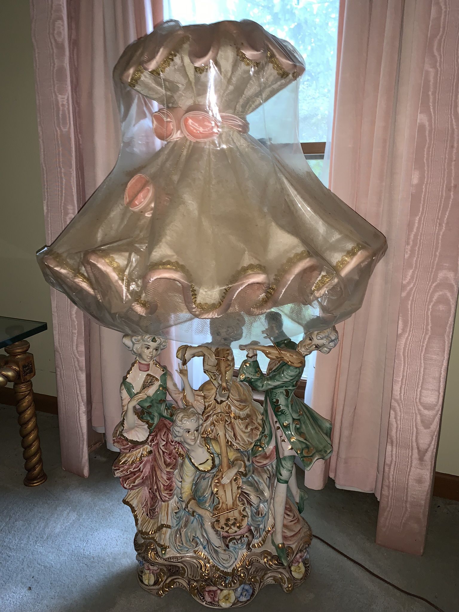 ANTIQUE COLONIAL LAMPS WITH BALLERINA SHADE