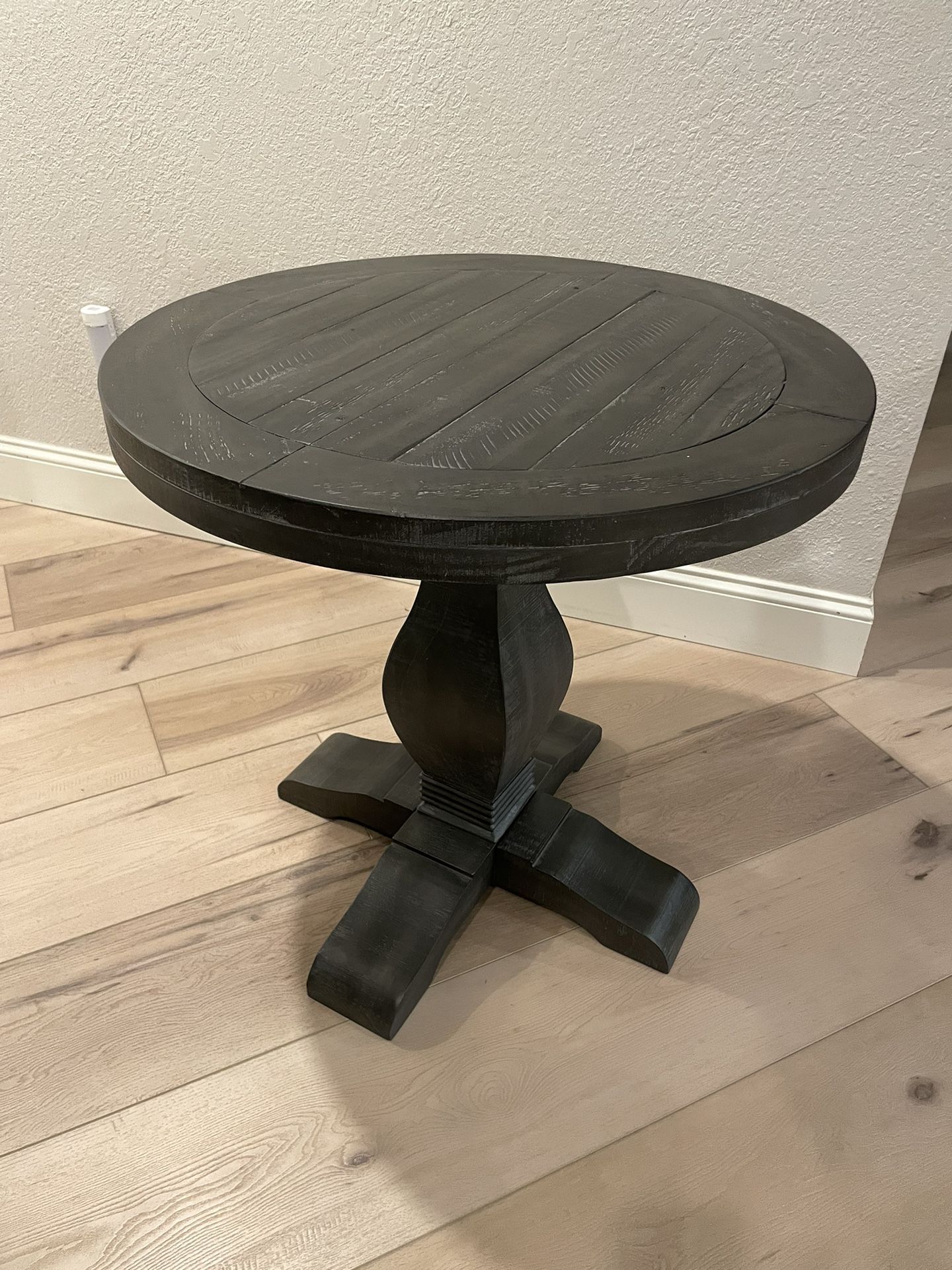 Grey Round Solid Pine End Table